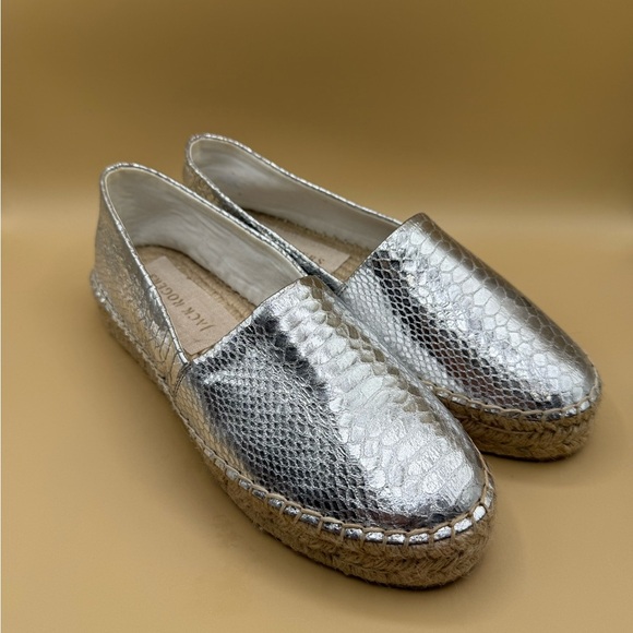 JACK ROGERS Palmer Espadrille Snake Embossed Silver Size 9.5 - Picture 5 of 11
